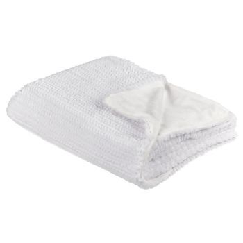Manta De Poliéster Blanco 150 X 200 Cm Colcha Cubrecama Pelo Suave Accesorio Bjas
