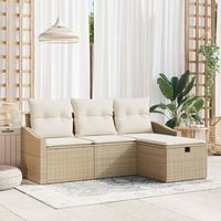 juego de sofas de jardin de 4 piezas con cojines beige ratan de polietileno v7016 unico  beige