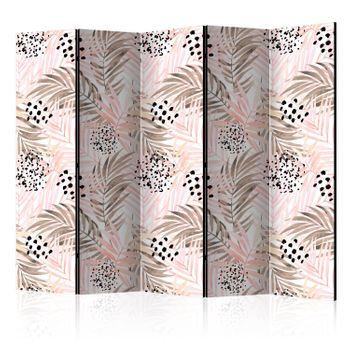 Biombo - Pink Palm Leaves Ii [room Dividers]