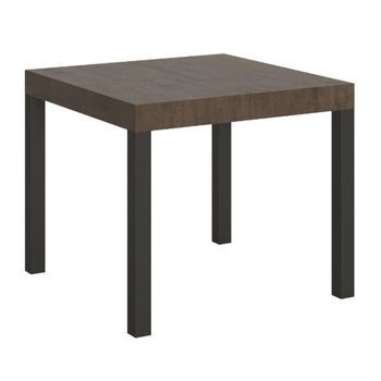 Mesa Extensible Cuadrada Pequeña 90x90/246 Cm Karry-color Marrón