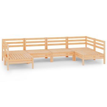 Juego De Muebles De Jardín 6 Uds | Conjunto De Comedor | Conjunto De Descanso Madera Maciza De Pino
