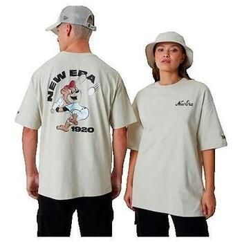 New-Era Tops y Camisetas T-shirt New Era Oversize Graphique Beige para mujer
