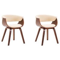 sillas de comedor 2 uds madera curvada y cuero sintetico crema vidaxl