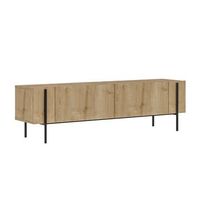 mueble tv con armarios de madera y detalles negros 160 cm frena