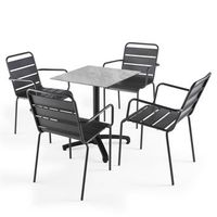 mesa de jardin de martaupe laminado y 4 sillas grises opera - oviala