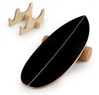 costway tabla de equilibrio adultos con rodillo de corcho y estante para fortalecer nucleo y entrenamiento surf oscilante negro y natural