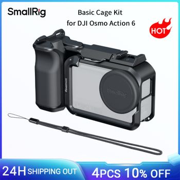 Kit de Jaula Básica SmallRig para DJI Osmo Action 6, Empuñadura para Fotografía Urbana con Cubierta de Lente de Silicona y Adaptador de Obturador Cold Shoe