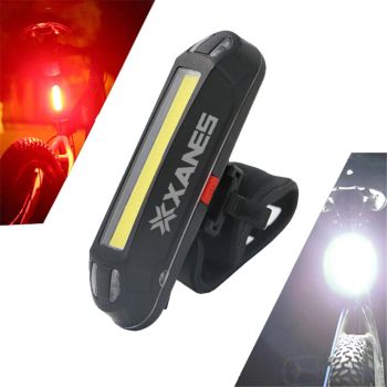 XANES 2 en 1 500LM Luz de bicicleta recargable USB con luz trasera Luz de bicicleta ultraligera de advertencia nocturna