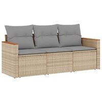 set sofas jardin 3 pzas y cojines ratan sintetico beige mezcla vidaxl