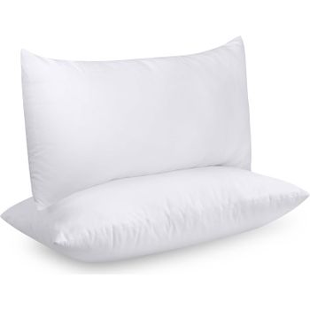 Pack de 2 Almohadas Blancas 40x80 cm | Relleno de Fibra Siliconada Suave | Cómodas y Decorativas para Cama o Sofá | Envío al Vacío | Tacto Mullido y Acogedor