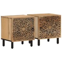 juego de 2 mesitas de noche con compartimento con puerta 40 x 33 x 46 cm madera mango y hierro dec034771