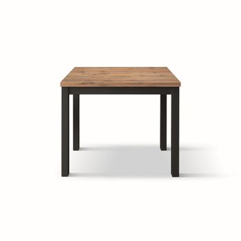 Mesa de madera efecto roble, patas antracita, alargada 90x90-180x90cm