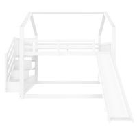 cama litera 140x200 cm - con escalera de almacenamiento tobogan cama con barandillas - blanco
