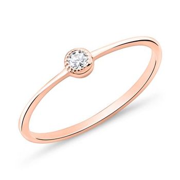 Anillo de mujer de plata 925 chapada en oro rosa con circonita cúbica