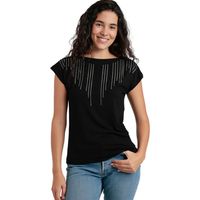 admas camiseta camiseta de manga corta front stones para mujer