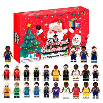 Calendario De Adviento Con Figuritas De Regalo Para Decorar. 24 Figuras De Jugadores De Baloncesto Diferentes. 37x3,5x23 Cm. Color: Multicolor
