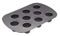 molde canele de 9 agujeros antiadherente de acero negro