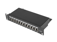 patch panel lanberg 12 puertos 1u 10 cat6 blindado negro