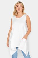 yours top asimetrico blanco con bolsillos  mujer curvy y tallas grandes yours