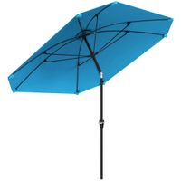 outsunny sombrilla de jardin 233x233 cm angulo ajustable impermeable poste de aluminio varillas de fibra de vidrio manivela azul