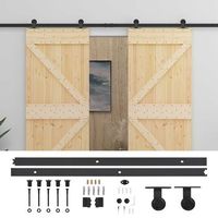 puerta corredera 2 pcs natural y negro madera de pino maciza vidaxl