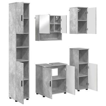 Juego De Muebles De Baño 5 Uds. Gris Concreto 61 X 35 X 64 Cm Vidaxl