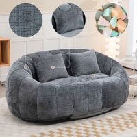 sofa puff - sofa de suelo para salon - chenilla - gris 150x95x63cm