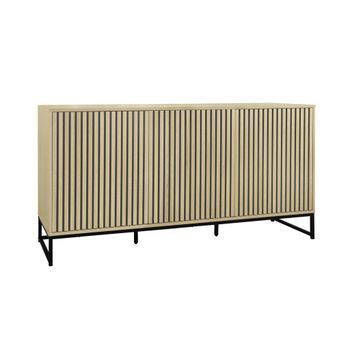 Aparador Contemporáneo Acanalado Efecto Madera 3 Puertas, 160cm,