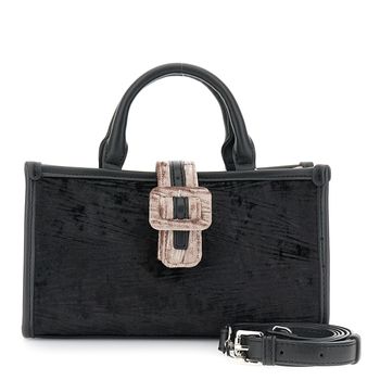 mini bolso de terciopelo con detalles de piel sintética black/mink taglia unica