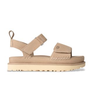 UGG para mujer. 1136783 Sandalias de piel Goldenstar beige (36), Plano, Velcro, Casual