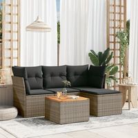 conjunto de sofas jardin con cojines 5 uds  mueble jardin mesa y sillas ratan sintetico gris cfw775261