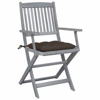 pack 2 uds sillas de jardin  silla de exterior  sillon plegables cojines madera maciza acacia