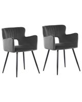 conjunto de 2 sillas de comedor  terciopelo gris oscuro