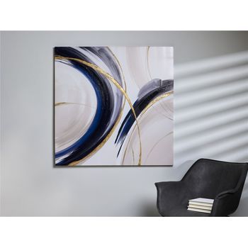 Lienzo  Abstr. Azul Y Blanco 50% Oleo Con Oro 100x3x100cm