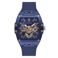 guess reloj hombre caja de policarbonato pulsera silicona de color azul resistente al agua 5 atm gw0203g7