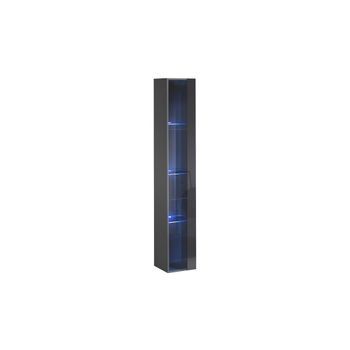 Vitrina Suspendida – Gris – Colección Switch – Puerta De Vidrio Y Led Incluidos – Modelo Grande