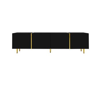 Mueble tv l 170 cm - con 4 puertas - mdf - negro