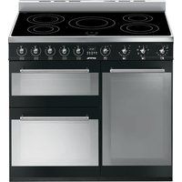 smeg symphony 90 cm electric induction range cooker - black  stainless steel stainless steel