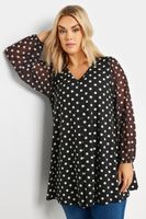 yours top negro de malla estampado de lunares mujer curvy y tallas grandes yours