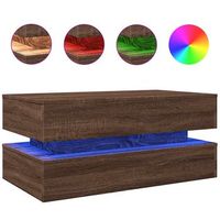 mesa de centro con luces led marron roble 90x50x40 cm vidaxl