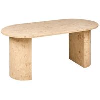 mesa de comedor ovalada de 180 x 90 cm de tablero de mdf con efecto madera de raiz marron asbury