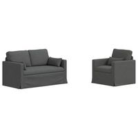 juego de sofa 2 pcs gris oscuro 139 x 78 x 80 cm tela vidaxl