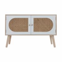 aparador bajo con 2 puertas en madera blanca y marron