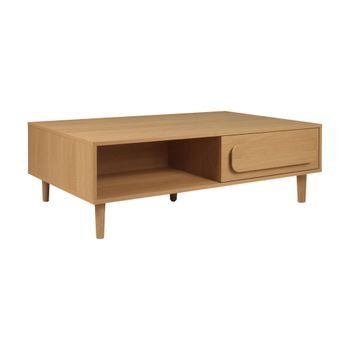 Mesa De Centro Vintage Con Efecto Madera Y 1 Cajón, Roble