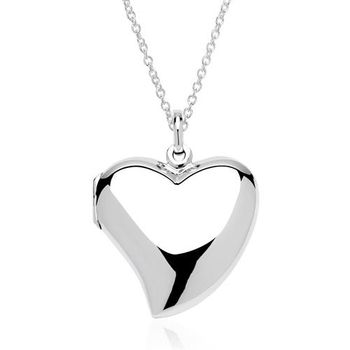 Relicario de corazón grabable de plata 925 y cadena