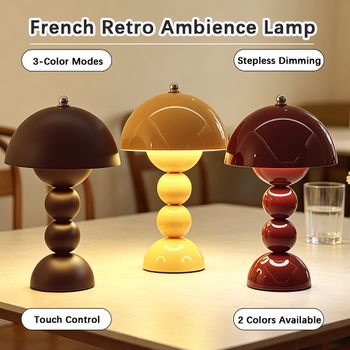 Lámpara de Mesa Retro con Forma de Hongo, Luz Nocturna Ambiental USB de 3 Colores, Lámpara Decorativa de Escritorio para Dormitorio, 3 Colores Disponibles