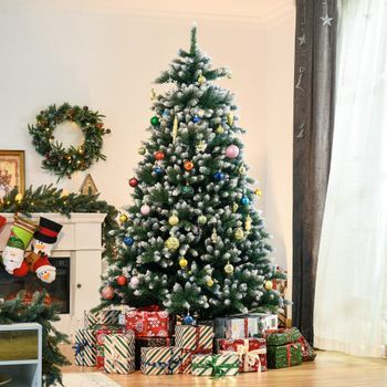 Árbol De Navidad Artificial De Pvc Metal Homcom 130x130x210cm - Verde