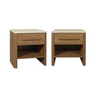 mesita de noche y efecto madera travertino 1 cajon set de 2 nogal
