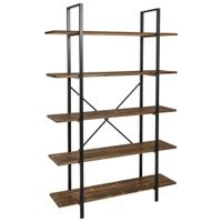 estanteria de madera y metal marron 120x32x178
