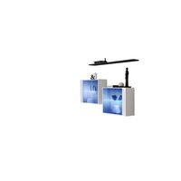 conjunto de sala switch sbiii en blanco brillante puerta de vidrio con led integrado estante negro diseno moderno